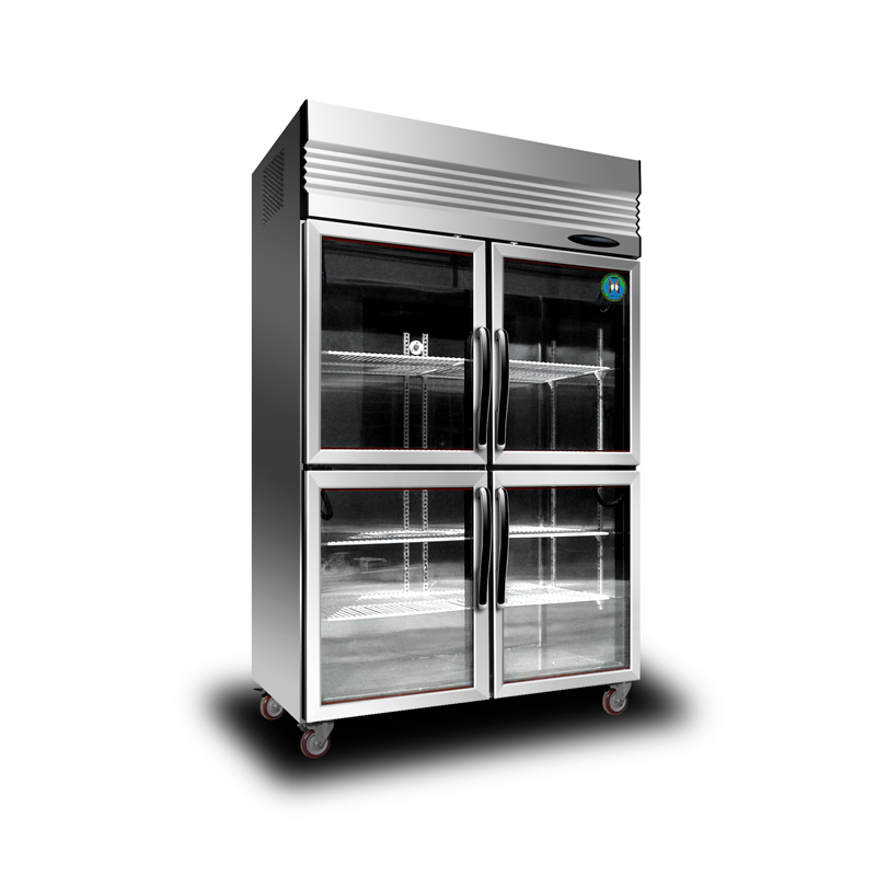 Réfrigérateur d'affichage de porte en verre d'acier inoxydable de 2 portes