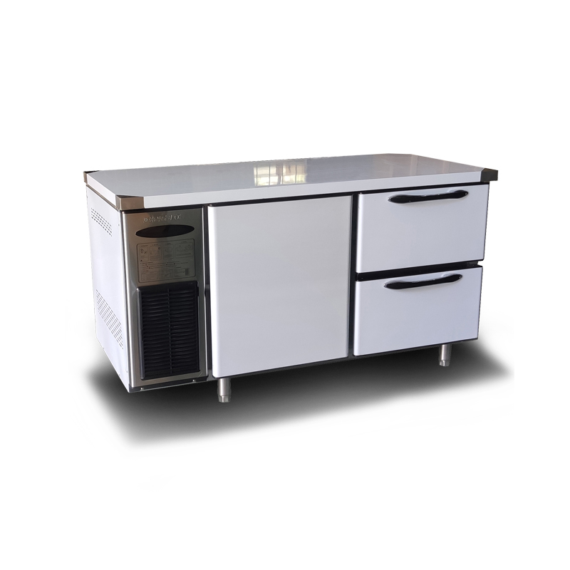 réfrigérateur de comptoir en acier inoxydable avec tiroir